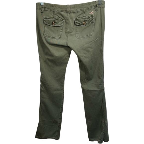 Y2K Hollister Olive Green Cargo Pants SZ 3R Low Rise Utility Flare SoCal Stretch - Picture 1 of 11